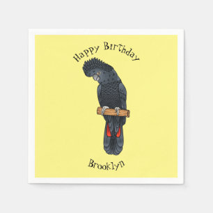 Red-tailed black cockatoo bird cartoon napkin