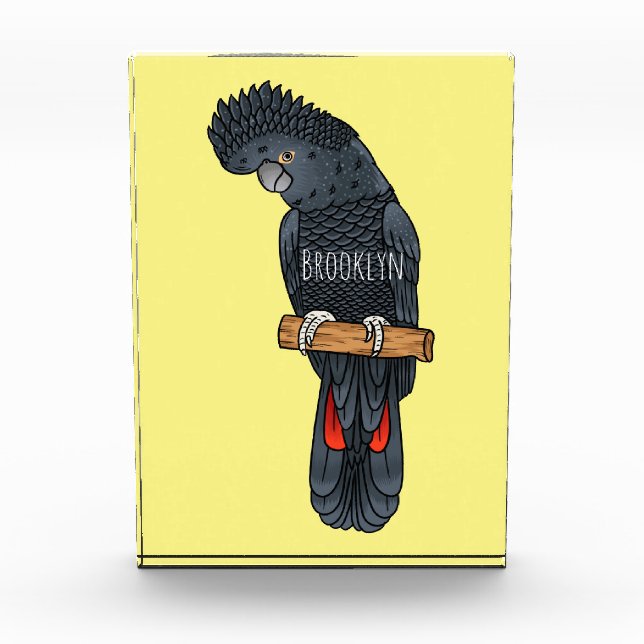 Red-tailed black cockatoo bird cartoon  photo block (Front)