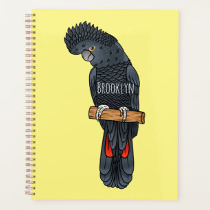 Red-tailed black cockatoo bird cartoon planner