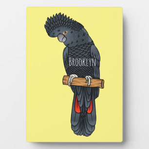 Red-tailed black cockatoo bird cartoon plaque