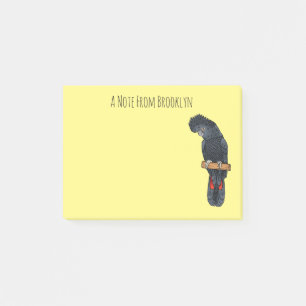 Red-tailed black cockatoo bird cartoon  post-it notes