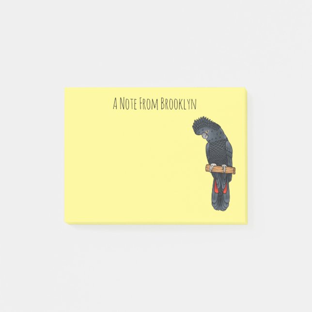 Red-tailed black cockatoo bird cartoon  post-it notes (Front)