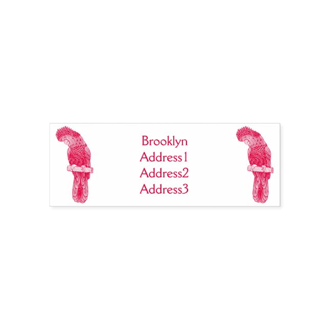 Red-tailed black cockatoo bird cartoon self-inking stamp (Design)