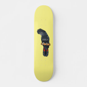 Red-tailed black cockatoo bird cartoon skateboard