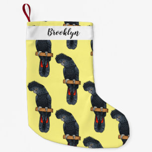 Red-tailed black cockatoo bird cartoon  small christmas stocking