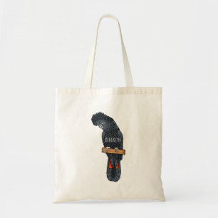 Red-tailed black cockatoo bird cartoon tote bag