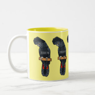 Red-tailed black cockatoo bird cartoon  Two-Tone coffee mug