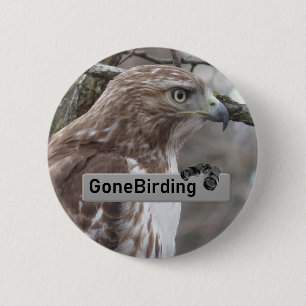 Red-tailed Hawk Birding magnet 6 Cm Round Badge