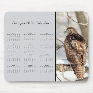 Red-tailed Hawk: Customize full year 2026 calendar Mouse Pad