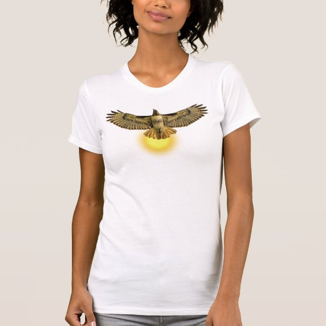 Red-tailed Hawk Flying with the Sun T-Shirt (Front)