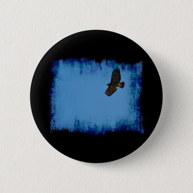 Red Tailed Hawk in Flight 6 Cm Round Badge (Front)