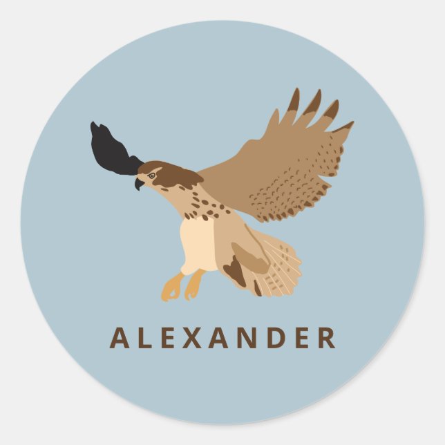 Red-Tailed Hawk in Flight Personalised Classic Round Sticker (Front)