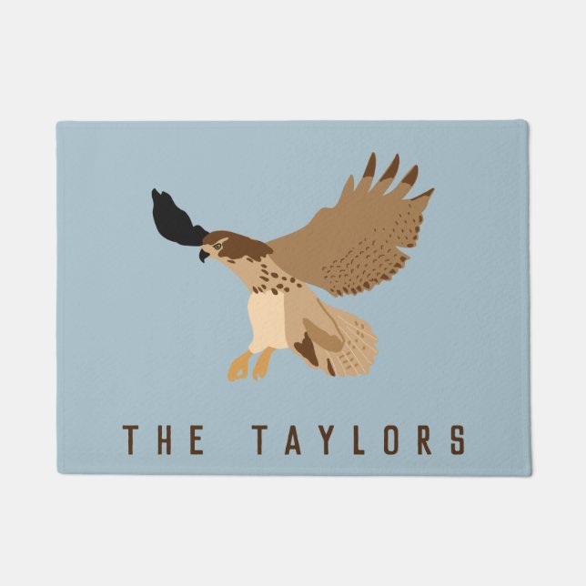 Red-Tailed Hawk in Flight Personalised Doormat (Front)