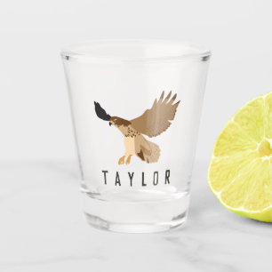 Red-Tailed Hawk in Flight Personalised Shot Glass