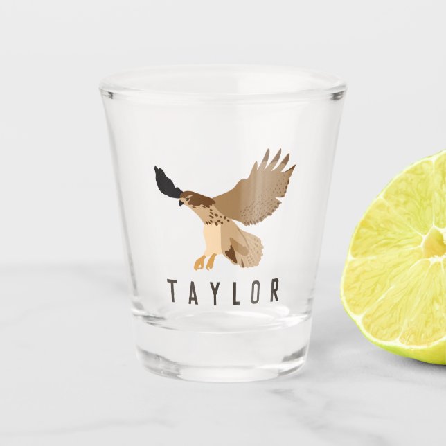 Red-Tailed Hawk in Flight Personalised Shot Glass (Front)