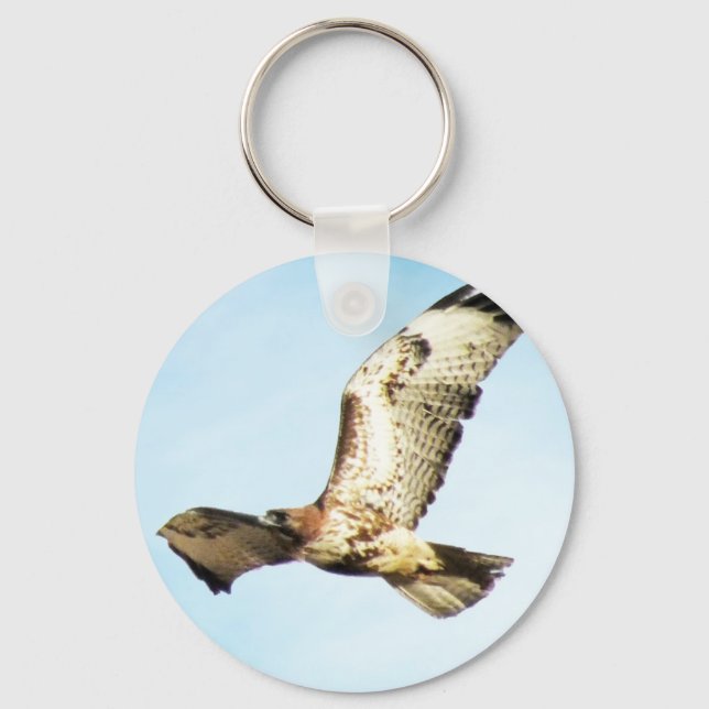 Red-tailed Hawk in Flight Photo Key Ring (Front)