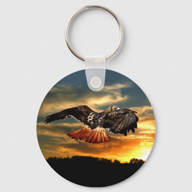 Red tailed hawk key ring (Front)
