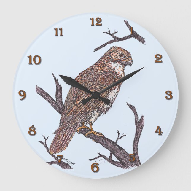 Red Tailed Hawk Large Clock (Front)