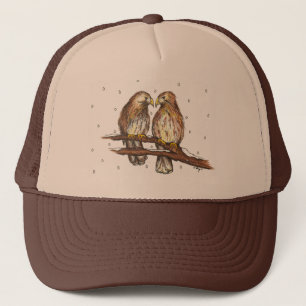 Red-Tailed Hawk Love Bird Snow Christmas Holiday Trucker Hat