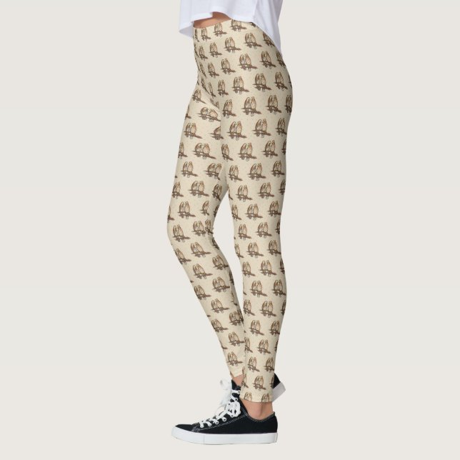 Red Tailed Hawk Love Bird Snow Winter Holiday Leggings (Left)
