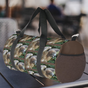 Red-tailed Hawk Pattern on Brown Duffle Bag