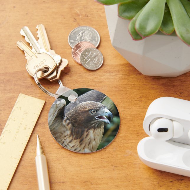 Red-tailed Hawk Raptor Photo Key Ring (Desk)