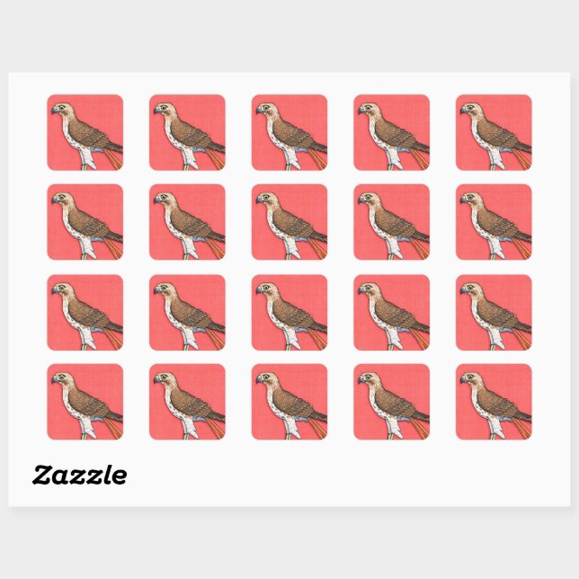Red-Tailed Hawk Square Sticker (Sheet)