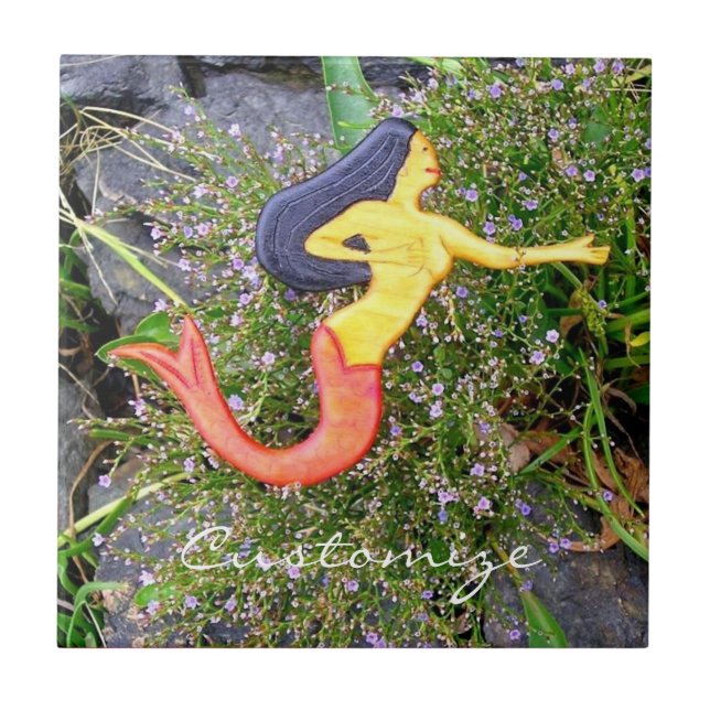 red-tailed sirena mermaid ceramic tile (Front)