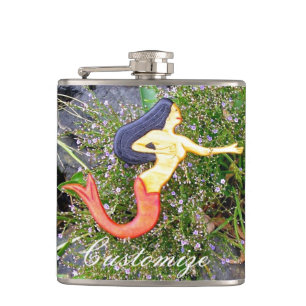 red-tailed sirena mermaid hip flask
