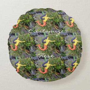 red-tailed sirena mermaids green round cushion