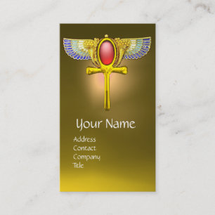 RED TALISMAN/ EGYPTIAN WINGED ANKH WITH CORNUCOPIA BUSINESS CARD