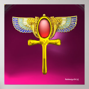 RED TALISMAN/ EGYPTIAN WINGED ANKH WITH CORNUCOPIA POSTER