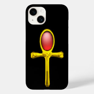 RED TALISMAN /GOLD EGYPTIAN ANKH Black Case-Mate iPhone 14 Case