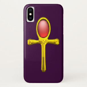 RED TALISMAN /GOLD EGYPTIAN ANKH Purple iPhone X Case
