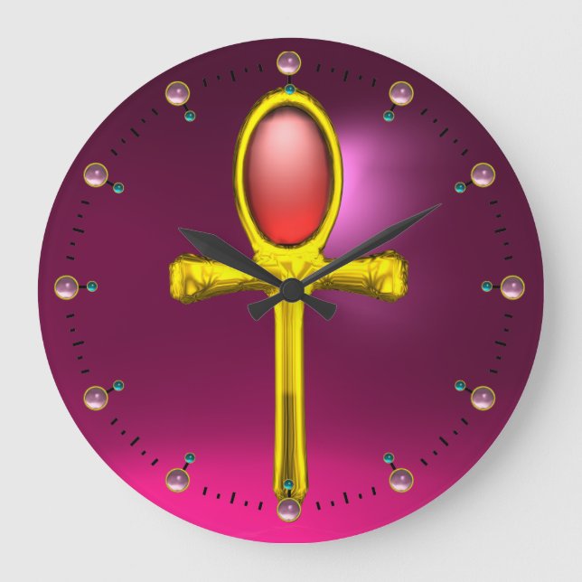 RED TALISMAN , Pink Fuchsia Ruby Large Clock (Front)