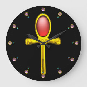 RED TALISMAN ,Ruby Gemstones ,Black Large Clock