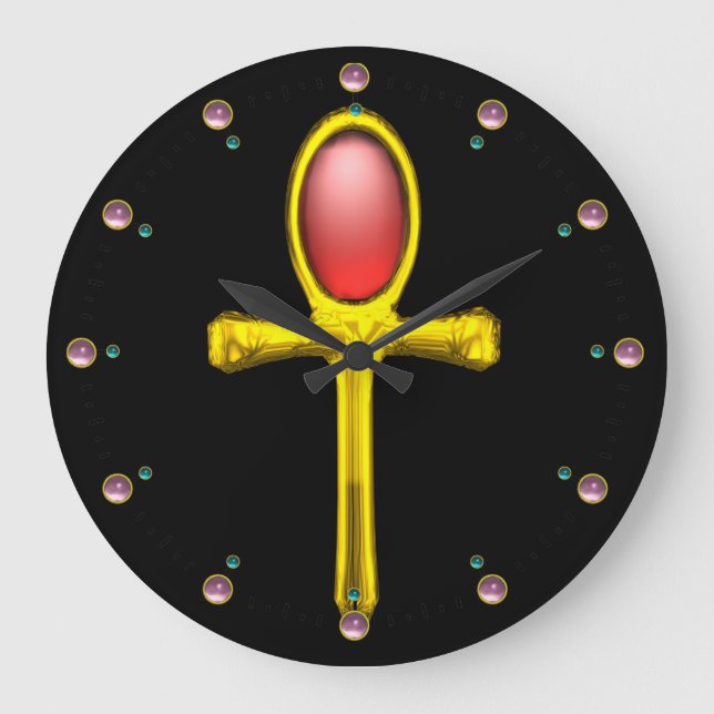 RED TALISMAN ,Ruby Gemstones ,Black Large Clock (Front)