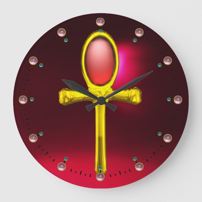 RED TALISMAN ,Ruby Gemstones ,Black Large Clock (Front)