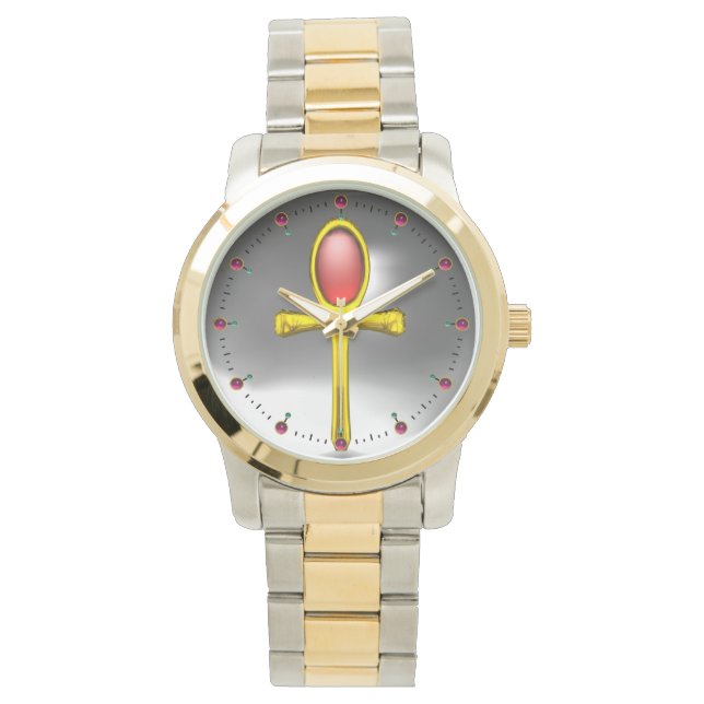 RED TALISMAN ,Ruby Gemstones ,Grey White Watch (Front)