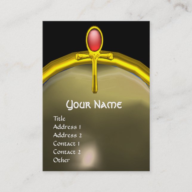 RED TALISMAN RUBY MONOGRAM bright  yellow grey Business Card (Front)