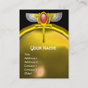 RED TALISMAN/ WINGED SCARAB ANKH AND CORNUCOPIA BUSINESS CARD