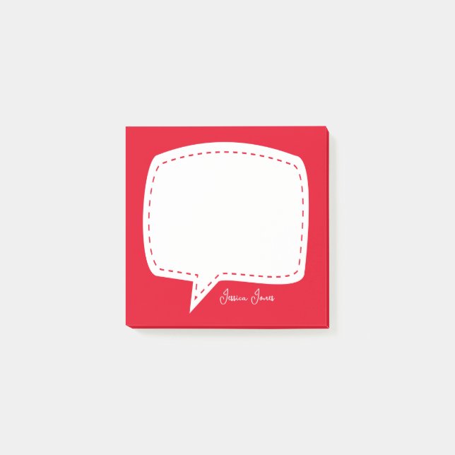 Red Talk Bubble Personalized Name speech bubble Post-it Notes (Front)