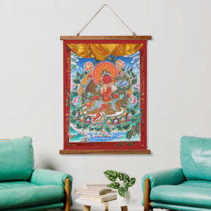 Red Tara Tibetan Goddess  Hanging Tapestry
