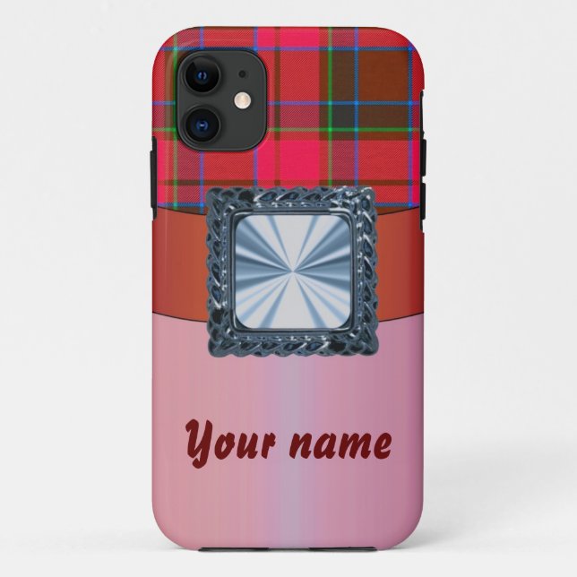 Red tartan argyle plaid  customisable Case-Mate iPhone case (Back)