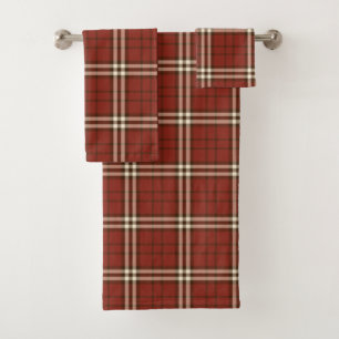 Red Tartan Bath Towel Set