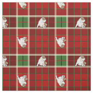 Red Tartan Bulldog Fabric