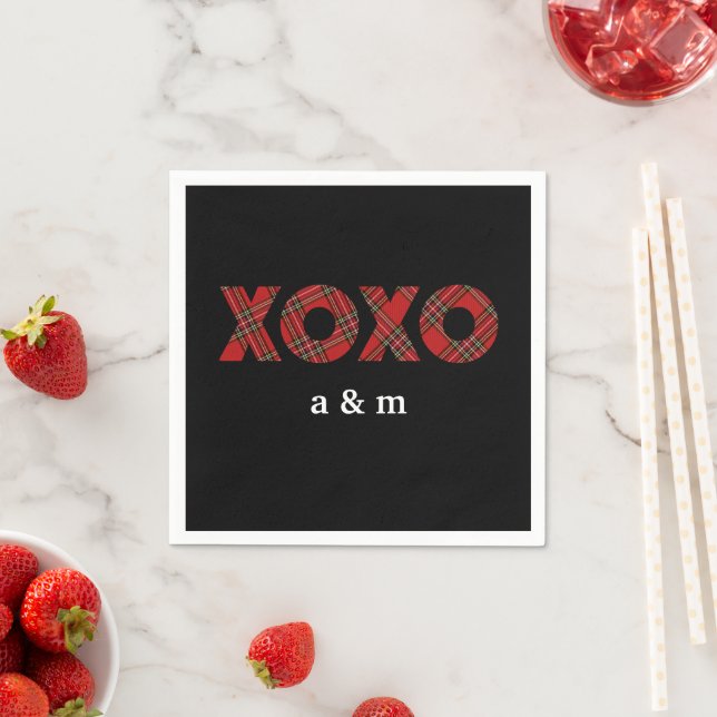 Red Tartan Christmas Pattern Napkin (Insitu)