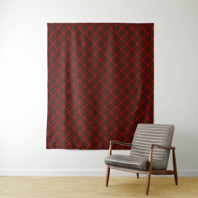 Red tartan Christmas plaid winter holidays pattern Tapestry (In Situ)