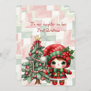 Red Tartan Daughter First Christmas Card