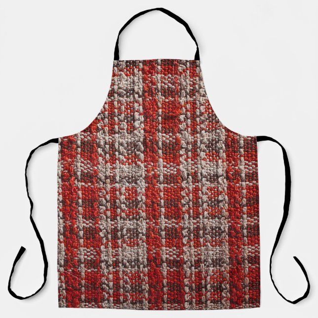 Red Tartan Fabric: Textured Background Apron (Front)